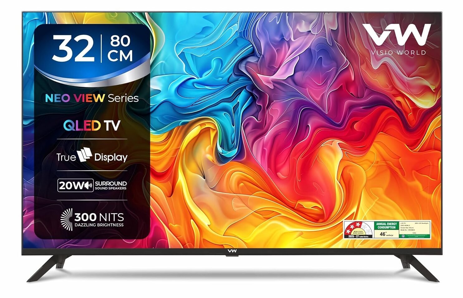 VW 80 cm (32 inches) Frameless Series HD Ready QLED TV VW32MAX