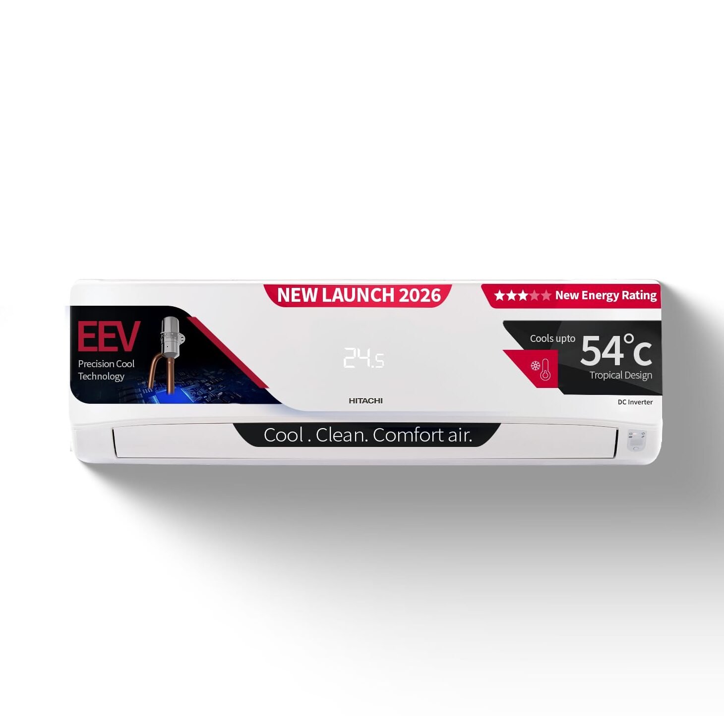 Hitachi 1.5 Ton 3 Star, New Star rated, Inverter Split AC(Copper,RAS.D318PCD2BS1, White)