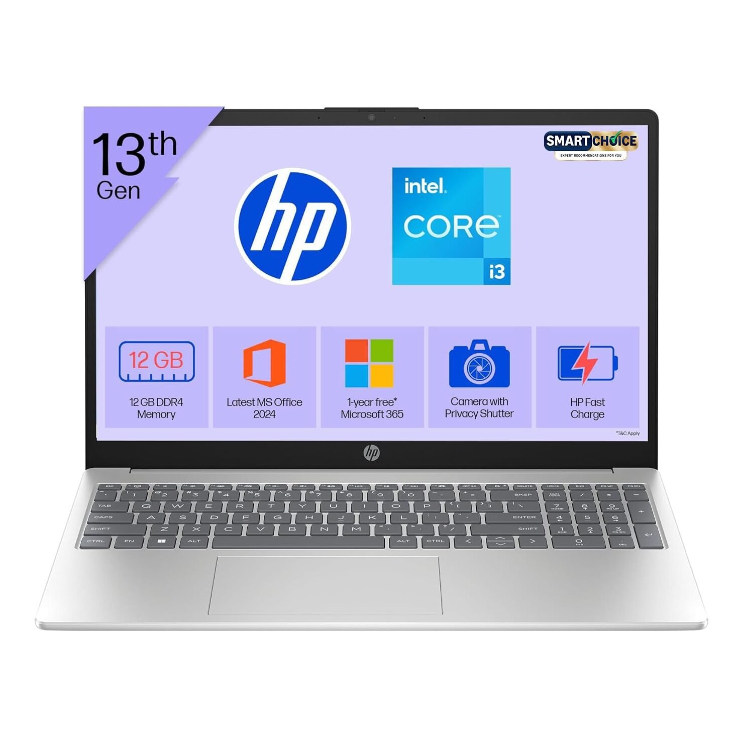 HP 15 Smartchoice, 13th Gen Intel Core i3-1315U (12GB DDR4, 512GB SSD, fd0573TU) Laptop